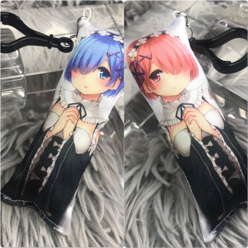 Handmade Anime Rem Ram Re Zero Anxiety Relief Plush Keychain